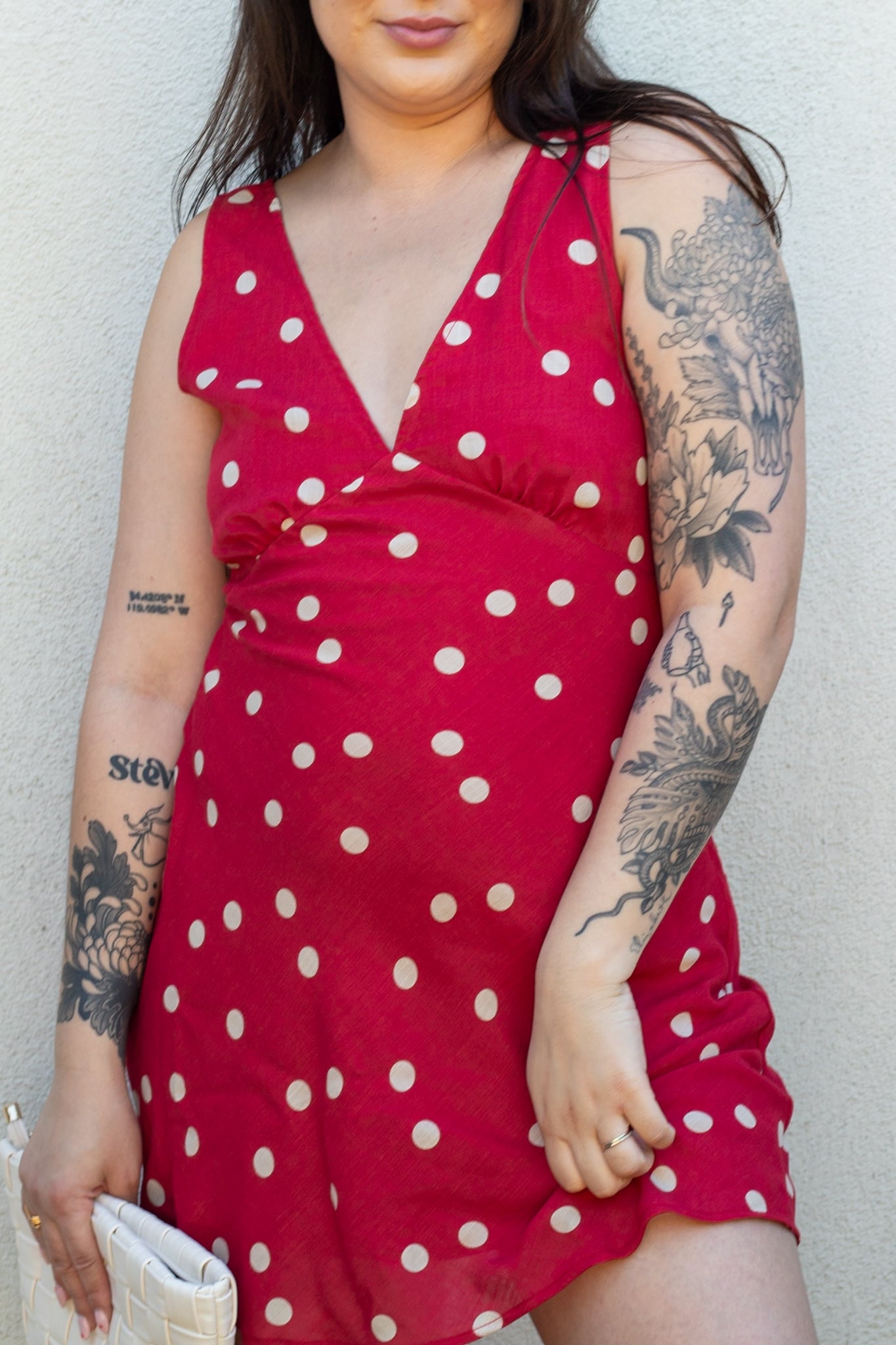 Annette V Neck Shirred Bust Mini Dress