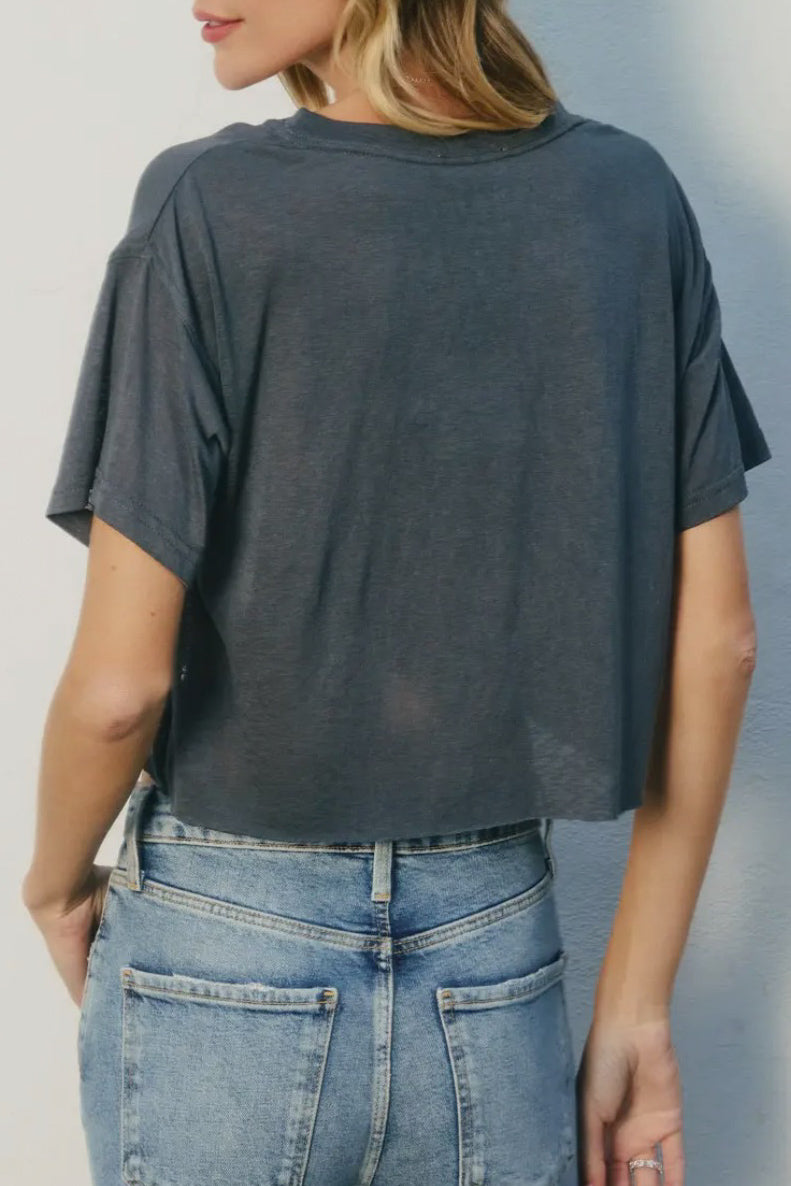 Phoebe Raw Hem Cropped Tee