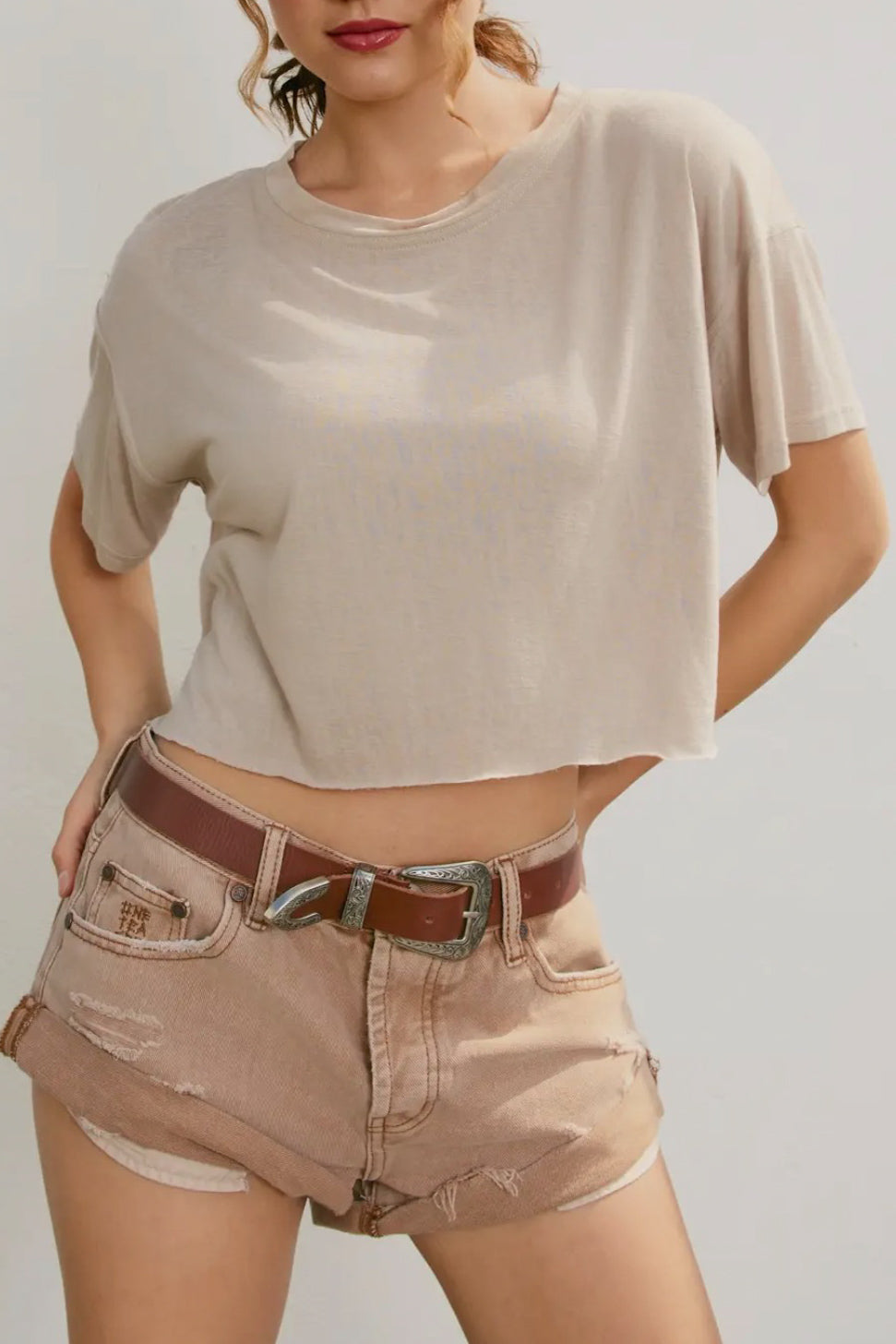 Phoebe Raw Hem Cropped Tee