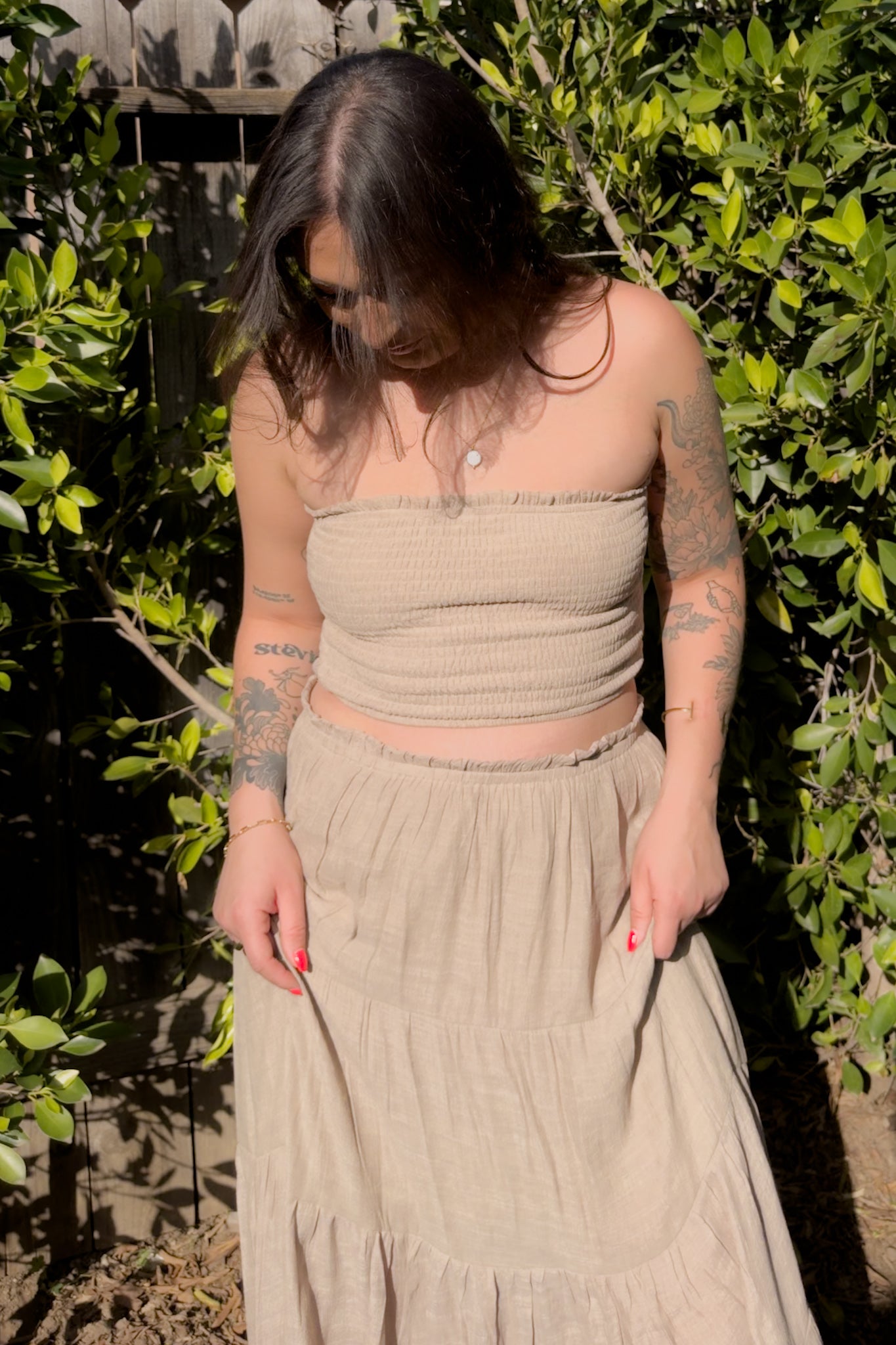 Eden Smocked Strapless Top And Skirt Set