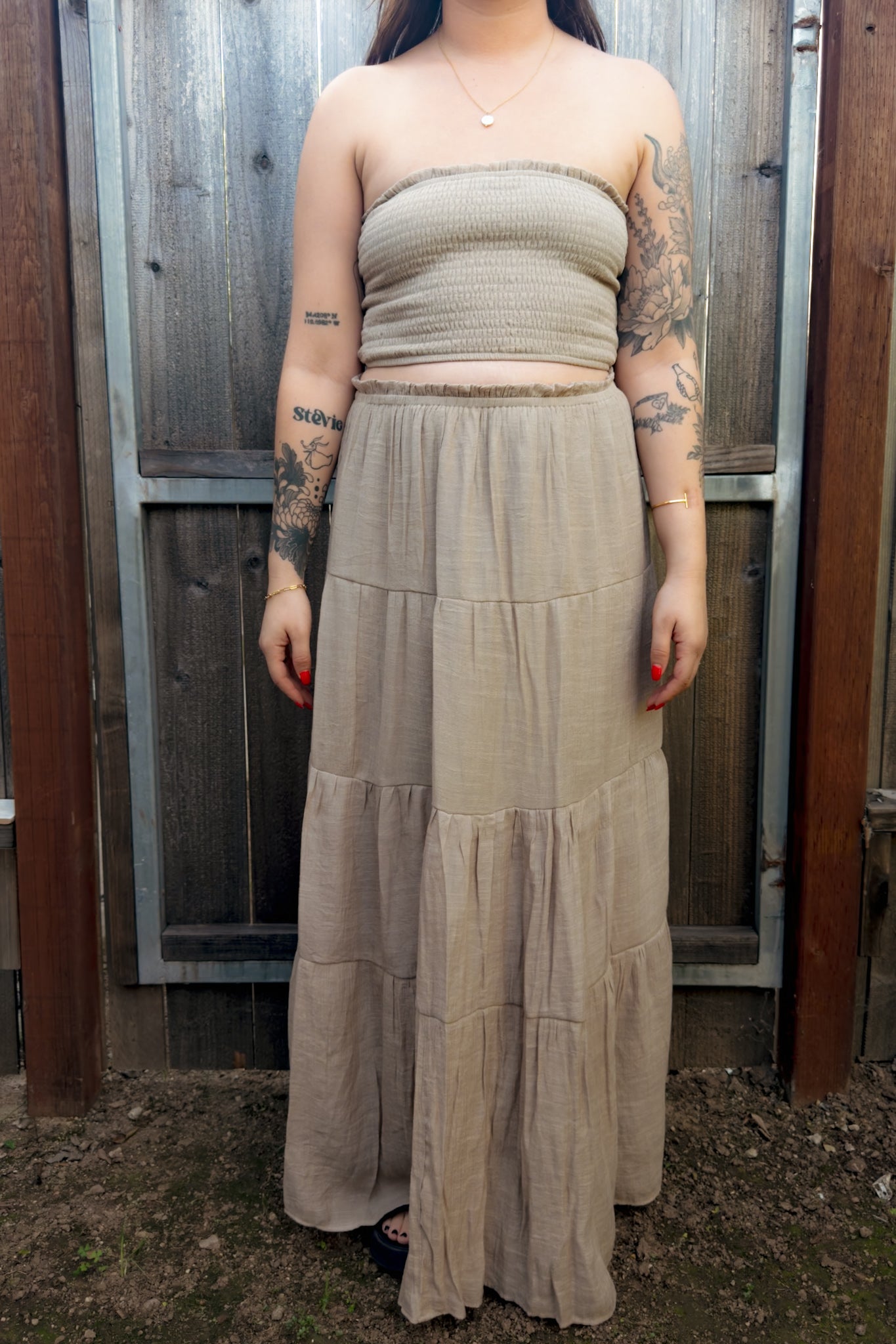 Eden Smocked Strapless Top And Skirt Set