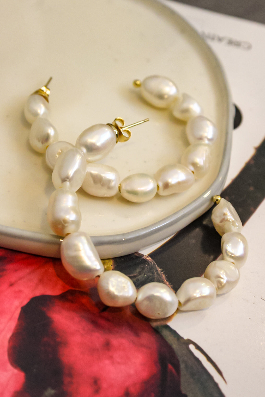 Delilah Freshwater Pearl Hoop Earrings