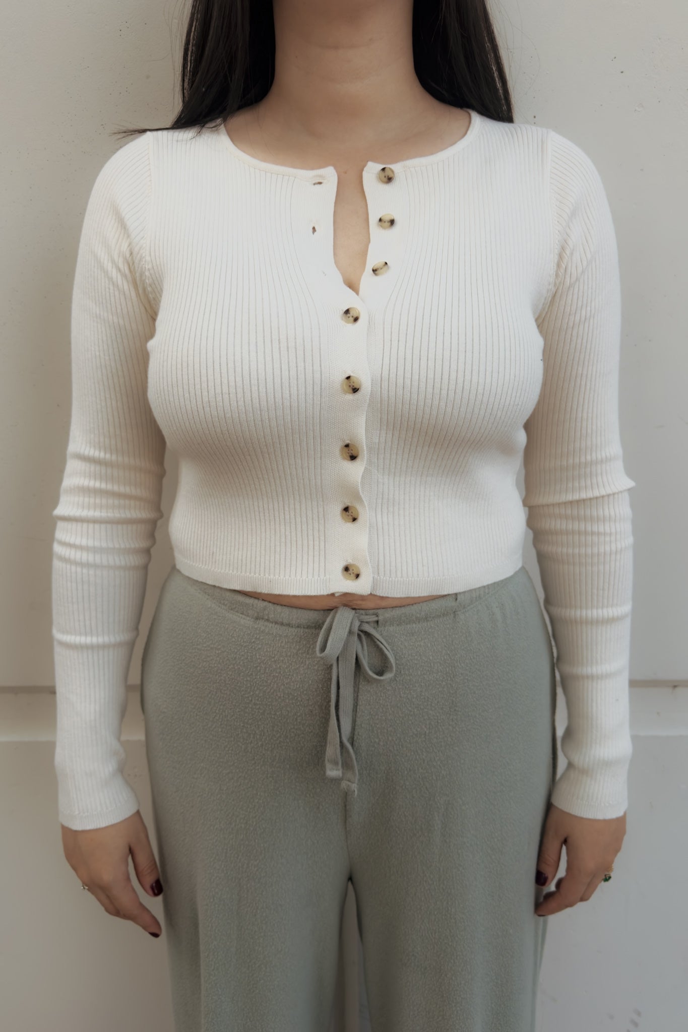 Sasha Button-Up Ribbed Knit Top