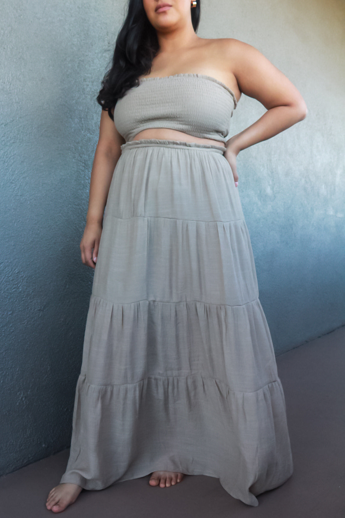 Eden Smocked Strapless Top And Skirt Set