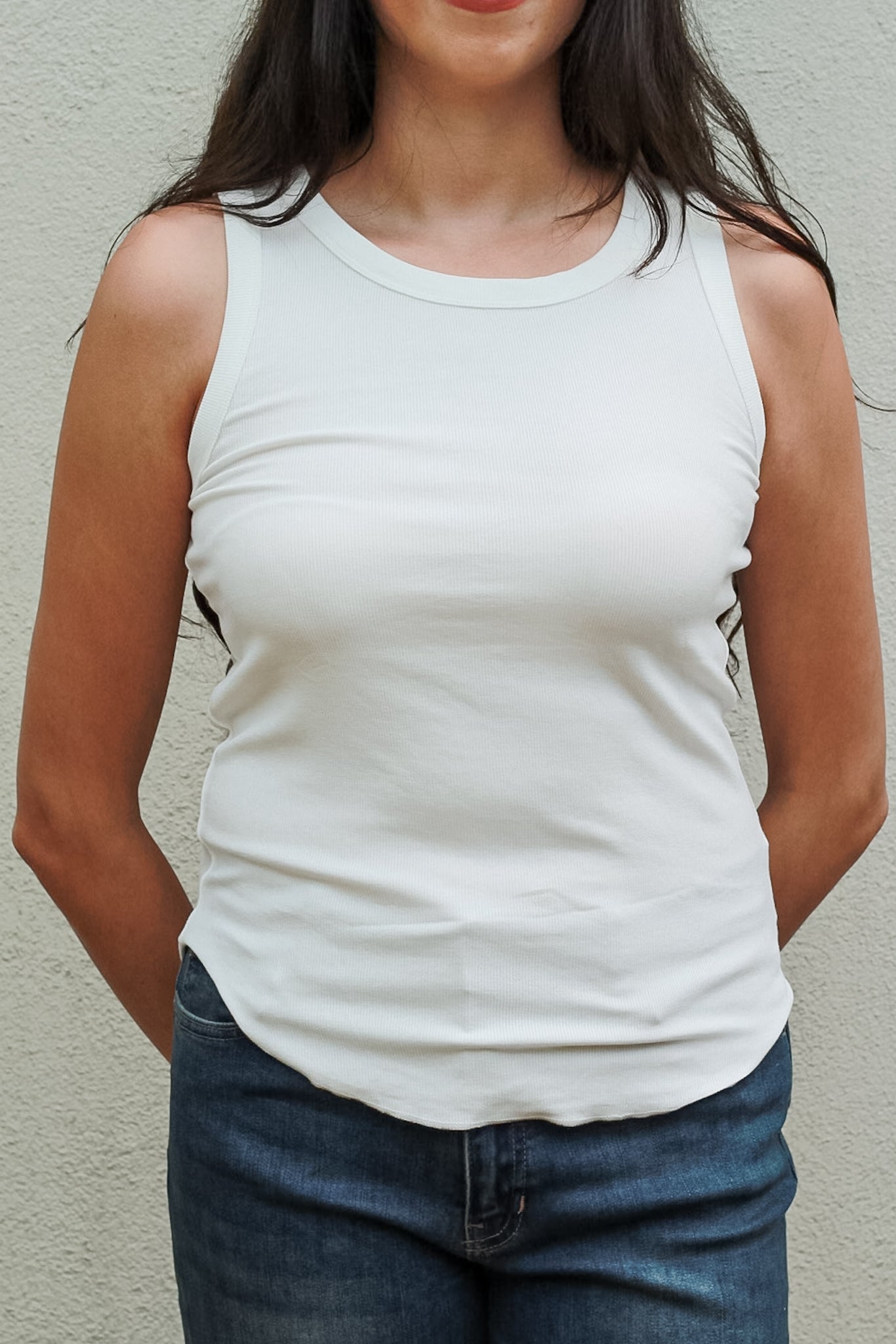 Basic Ribbed Knit Longline Tank Top