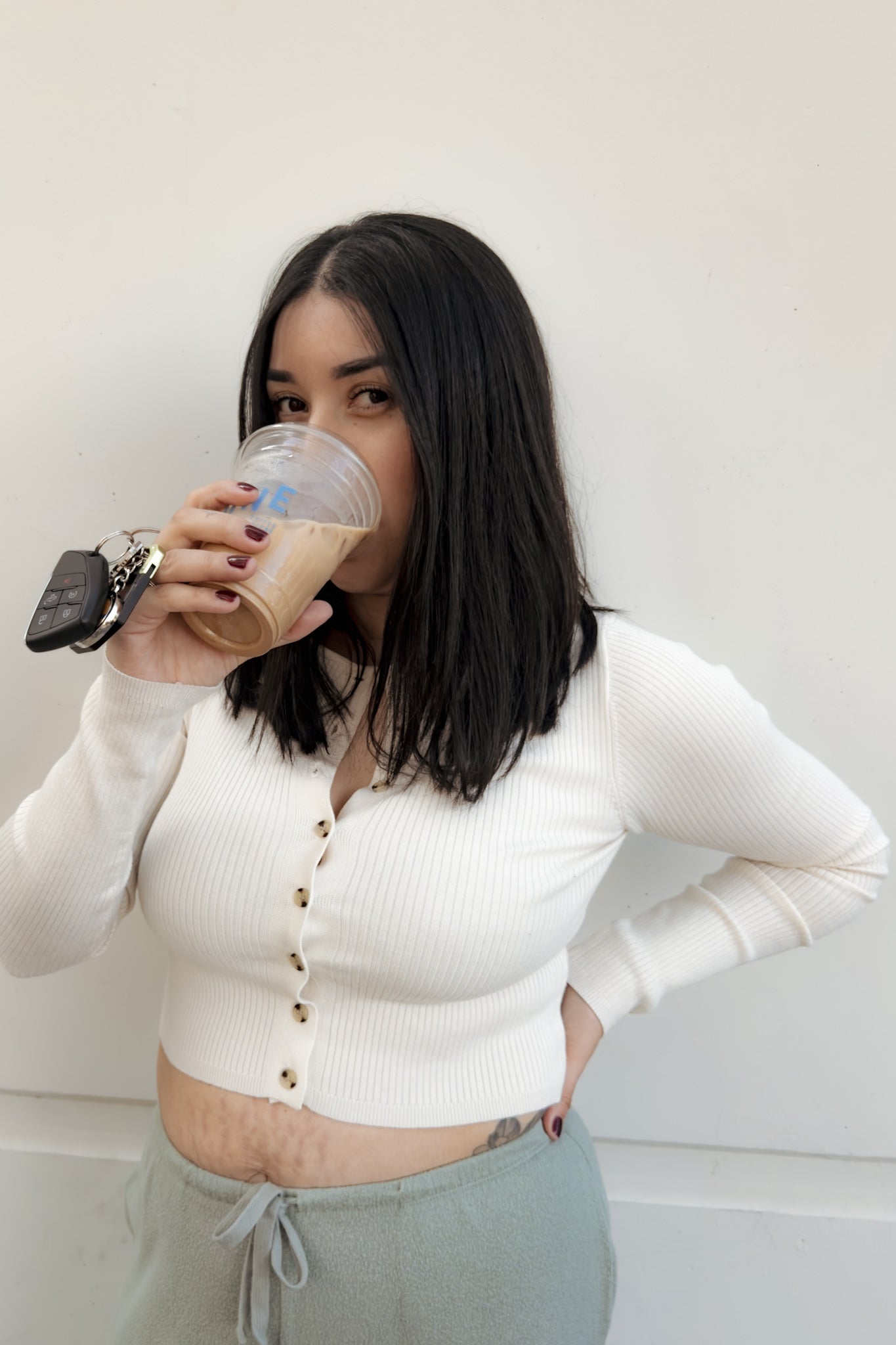 Sasha Button-Up Ribbed Knit Top