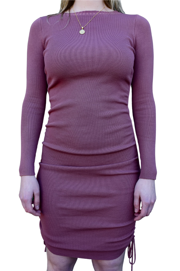 Dolores Ruched Sweater Dress