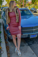 Dolores Ruched Sweater Dress